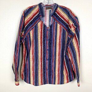 Vintage Roper Womens XL Western Shirt Button Up Striped Cowgirl USA Country